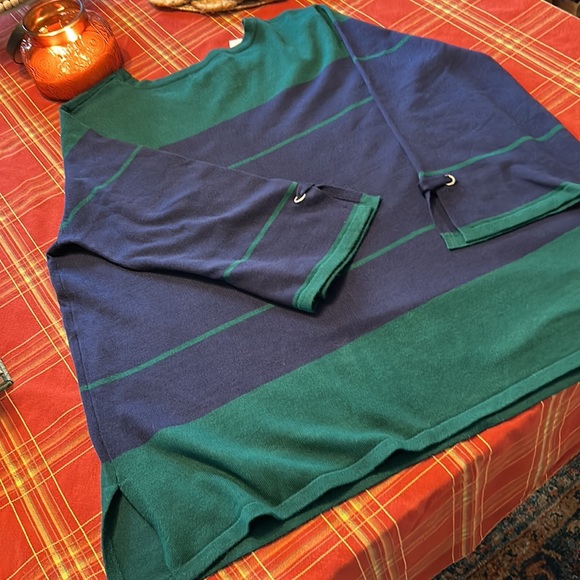 Liz Claiborne Women’s 3/4 Sleeve Pullover Sweater NWT Emerald and Navy Blue - Picture 9 of 10